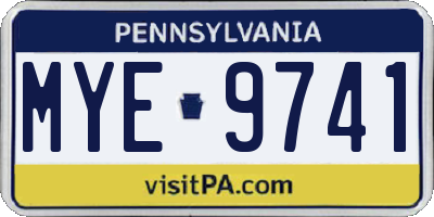 PA license plate MYE9741