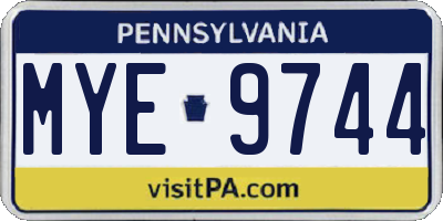 PA license plate MYE9744