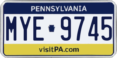 PA license plate MYE9745