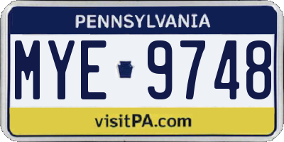 PA license plate MYE9748