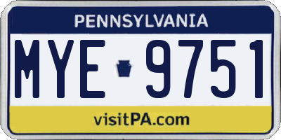 PA license plate MYE9751