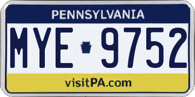 PA license plate MYE9752