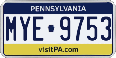 PA license plate MYE9753