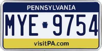 PA license plate MYE9754