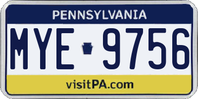 PA license plate MYE9756