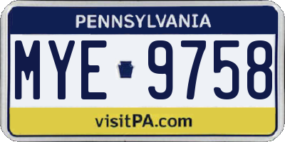 PA license plate MYE9758