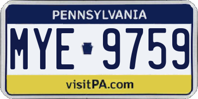 PA license plate MYE9759