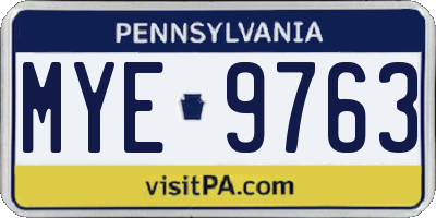 PA license plate MYE9763