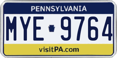 PA license plate MYE9764