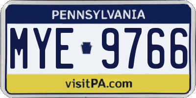PA license plate MYE9766