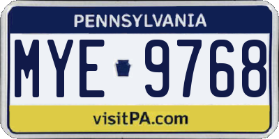 PA license plate MYE9768