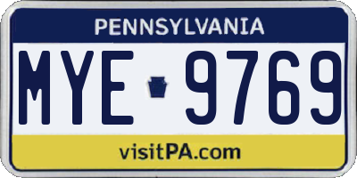 PA license plate MYE9769