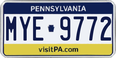 PA license plate MYE9772