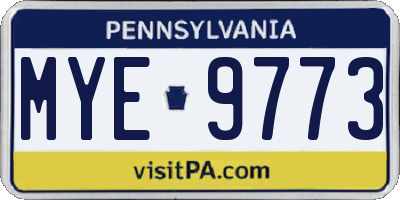 PA license plate MYE9773