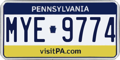 PA license plate MYE9774