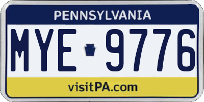 PA license plate MYE9776