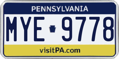 PA license plate MYE9778