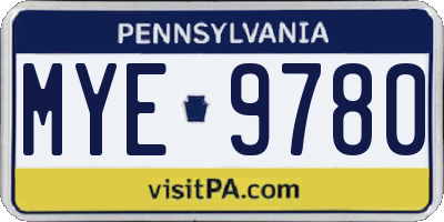 PA license plate MYE9780