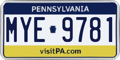 PA license plate MYE9781