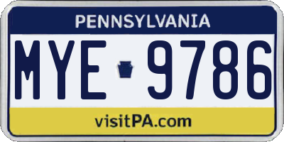 PA license plate MYE9786