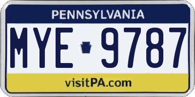 PA license plate MYE9787