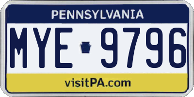 PA license plate MYE9796
