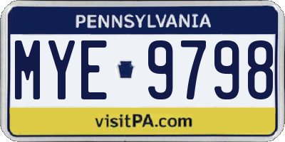PA license plate MYE9798