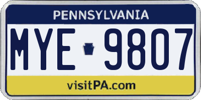 PA license plate MYE9807