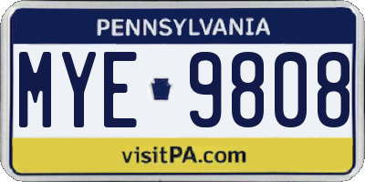 PA license plate MYE9808
