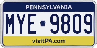 PA license plate MYE9809