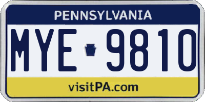 PA license plate MYE9810
