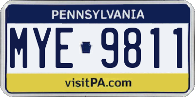 PA license plate MYE9811