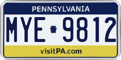 PA license plate MYE9812