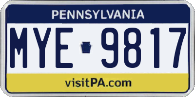 PA license plate MYE9817