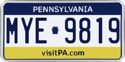 PA license plate MYE9819