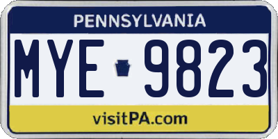 PA license plate MYE9823