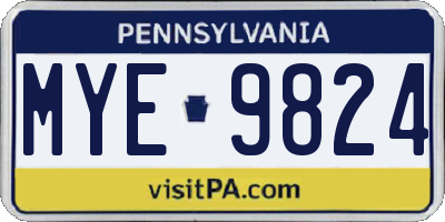 PA license plate MYE9824