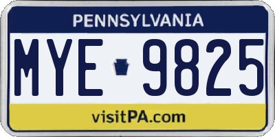 PA license plate MYE9825