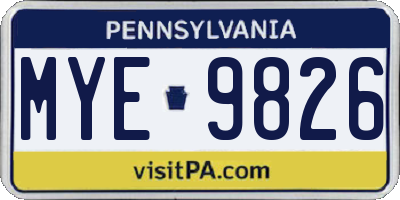 PA license plate MYE9826