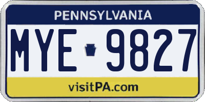 PA license plate MYE9827