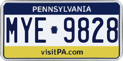 PA license plate MYE9828