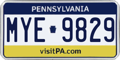 PA license plate MYE9829