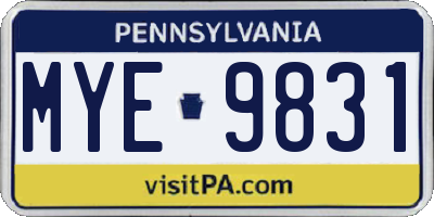 PA license plate MYE9831
