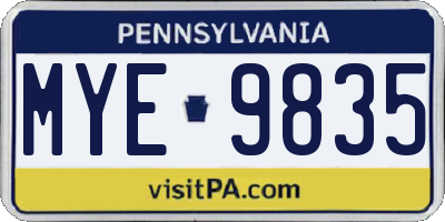 PA license plate MYE9835