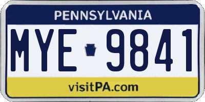 PA license plate MYE9841