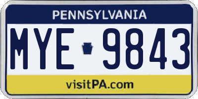 PA license plate MYE9843