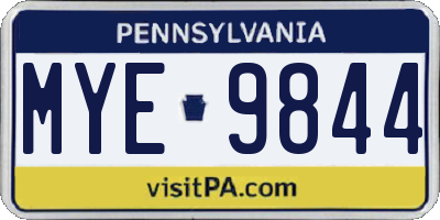 PA license plate MYE9844