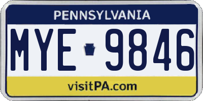 PA license plate MYE9846
