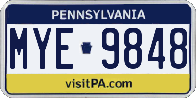 PA license plate MYE9848