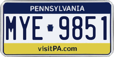 PA license plate MYE9851